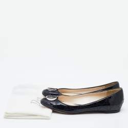 Dior Black Cannage Patent Leather Ballet Flats Size 38