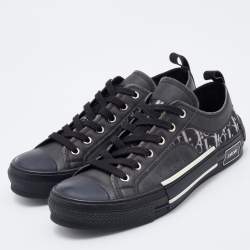Pre Owned Dior Black Oblique Mesh and Rubber B23 Low Top Sneakers Size 41