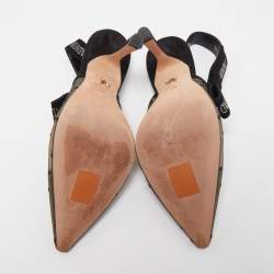 Dior Black Mesh and Suede J'adior Slingback Pumps Size 38