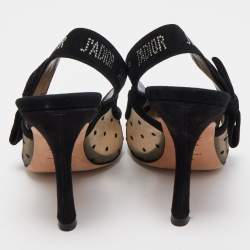 Dior Black Mesh and Suede J'adior Slingback Pumps Size 38