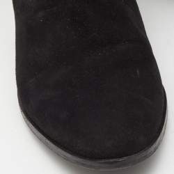Pre Owned Dior Black Suede Buckle Knee Length Boots Size 37