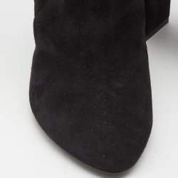 Dior Black  Suede Block Heel Knee Length Boots Size 38