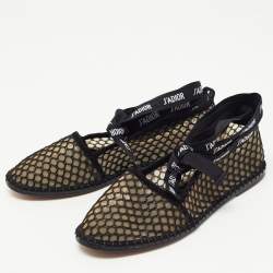 Dior Beige/Black Mesh and Suede Nicely D  Flats Size 37