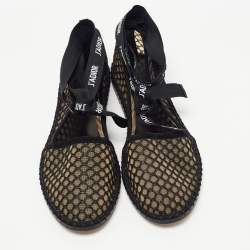 Dior Beige/Black Mesh and Suede Nicely D  Flats Size 37