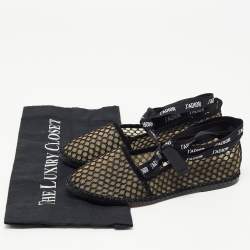 Dior Beige/Black Mesh and Suede Nicely D  Flats Size 37
