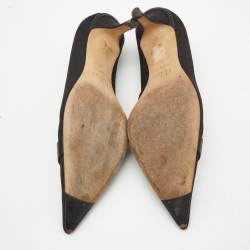 Pre Owned Dior Black Diorissimo Canvas And Leather Pointed Toe Pumps Size 38