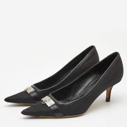 Pre Owned Dior Black Diorissimo Canvas And Leather Pointed Toe Pumps Size 38