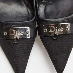 Pre Owned Dior Black Diorissimo Canvas And Leather Pointed Toe Pumps Size 38