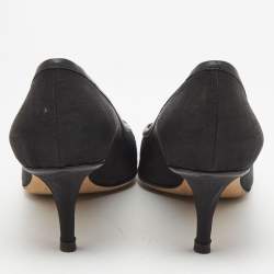 Pre Owned Dior Black Diorissimo Canvas And Leather Pointed Toe Pumps Size 38