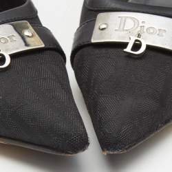 Pre Owned Dior Black Diorissimo Canvas And Leather Pointed Toe Pumps Size 38