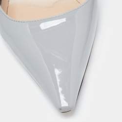 Pre Owned Dior Grey Patent Leather Bow Slingback Pumps Size 36
