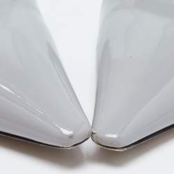 Pre Owned Dior Grey Patent Leather Bow Slingback Pumps Size 36