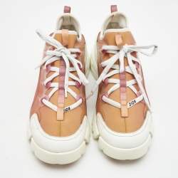 Dior Brown/White Fabric and PVC D-Connect Lace Up Sneakers Size 39