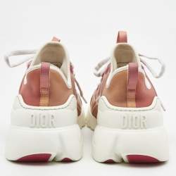 Dior Brown/White Fabric and PVC D-Connect Lace Up Sneakers Size 39
