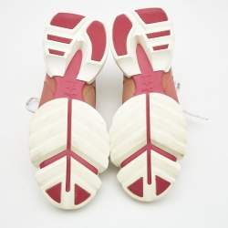 Dior Brown/White Fabric and PVC D-Connect Lace Up Sneakers Size 39