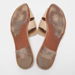 Dior Beige Leather Montaigne Flat Slides Size 41
