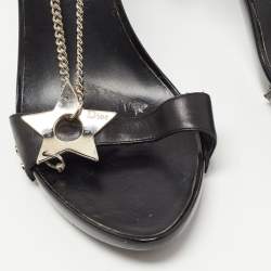 Pre Owned Dior Black Leather Star Chain Slingback Sandals Size 40.5