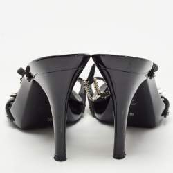 Pre Owned Dior Black Leather Star Chain Slingback Sandals Size 40.5