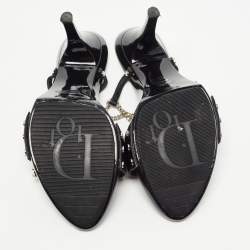 Pre Owned Dior Black Leather Star Chain Slingback Sandals Size 40.5