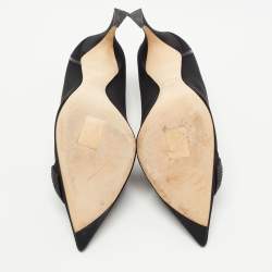 Pre Owned Dior Black Satin Embellished Pumps Size 38