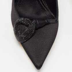 Pre Owned Dior Black Satin Embellished Pumps Size 38