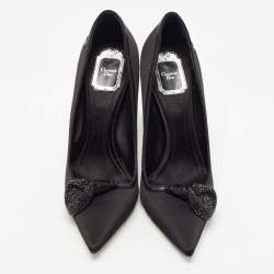 Pre Owned Dior Black Satin Embellished Pumps Size 38