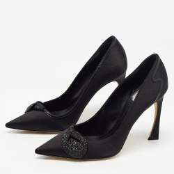 Pre Owned Dior Black Satin Embellished Pumps Size 38