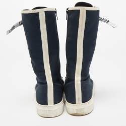 Pre Owned Dior Navy Blue Canvas Dior Walk'n'dior High Top Sneakers Size 38.5