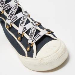 Pre Owned Dior Navy Blue Canvas Dior Walk'n'dior High Top Sneakers Size 38.5