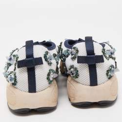 Pre Owned Dior White/Navy Blue Crystal Embellished Mesh Fusion Sneakers Size 38