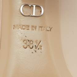 Dior Beige Patent Leather Stud Embellished Block Heel Pumps Size 38.5