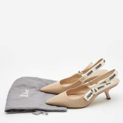 Dior Beige Fabric J'adior Slingback Pumps Size 40