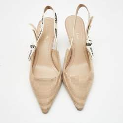 Dior Beige Fabric J'adior Slingback Pumps Size 40