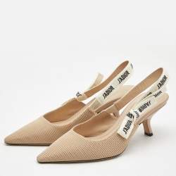 Dior Beige Fabric J'adior Slingback Pumps Size 40