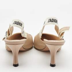 Dior Beige Fabric J'adior Slingback Pumps Size 40