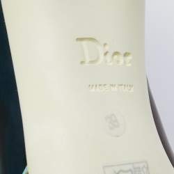 Pre Owned Dior Multicolor Knit Fabric, Leather and Satin Pointed Toe Ankle Strap Pumps Size 39