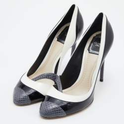 Pre Owned حذاء كعب عالي ديور جلد ثعبان وجلد متعدد الألوان غطاء مقدمة مقاس 38.5