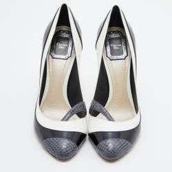 Pre Owned حذاء كعب عالي ديور جلد ثعبان وجلد متعدد الألوان غطاء مقدمة مقاس 38.5