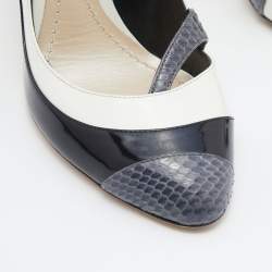 Pre Owned حذاء كعب عالي ديور جلد ثعبان وجلد متعدد الألوان غطاء مقدمة مقاس 38.5