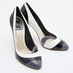 Pre Owned حذاء كعب عالي ديور جلد ثعبان وجلد متعدد الألوان غطاء مقدمة مقاس 38.5