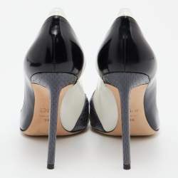 Pre Owned حذاء كعب عالي ديور جلد ثعبان وجلد متعدد الألوان غطاء مقدمة مقاس 38.5