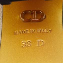 Pre Owned Dior Tricolor Patent Leather and Canvas Lace Up Block Heel Pumps Size 38