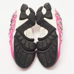 Pre Owned Dior Pink Crystal Embellished Mesh Fusion Sneakers Size 37
