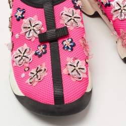 Pre Owned Dior Pink Crystal Embellished Mesh Fusion Sneakers Size 37