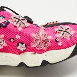 Pre Owned Dior Pink Crystal Embellished Mesh Fusion Sneakers Size 37