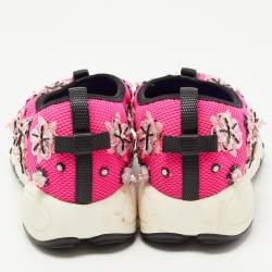 Pre Owned Dior Pink Crystal Embellished Mesh Fusion Sneakers Size 37