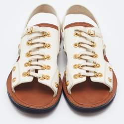 Dior Cream Leather Wildior Slingback Flat Sandals Size 40