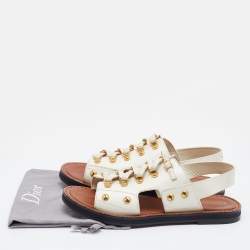 Dior Cream Leather Wildior Slingback Flat Sandals Size 40