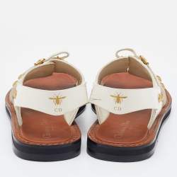 Dior Cream Leather Wildior Slingback Flat Sandals Size 40
