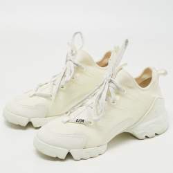 Dior Off White Neoprene and Leather D-Connect Sneakers Size 38.5